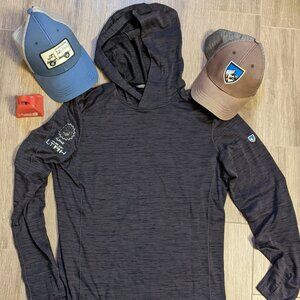 kuhl mens lightweight dark gray pullover hoodie Tour of Utah M Hats included